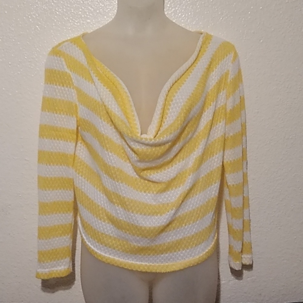 Dots Yellow and White Stripped Blouse size XL